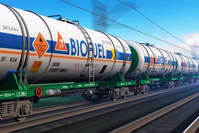 Pociąg towarowy z cysternami z biopaliwem