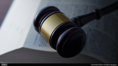 Młotek sędziowski na książce.