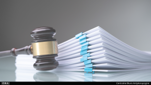 judge's gavel and documentation lying on the table