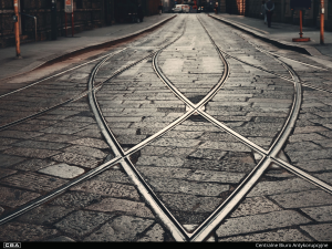 Tram tracks.
